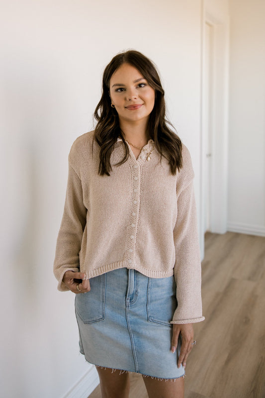 Cream Button Front Cardigan (100% COTTON)