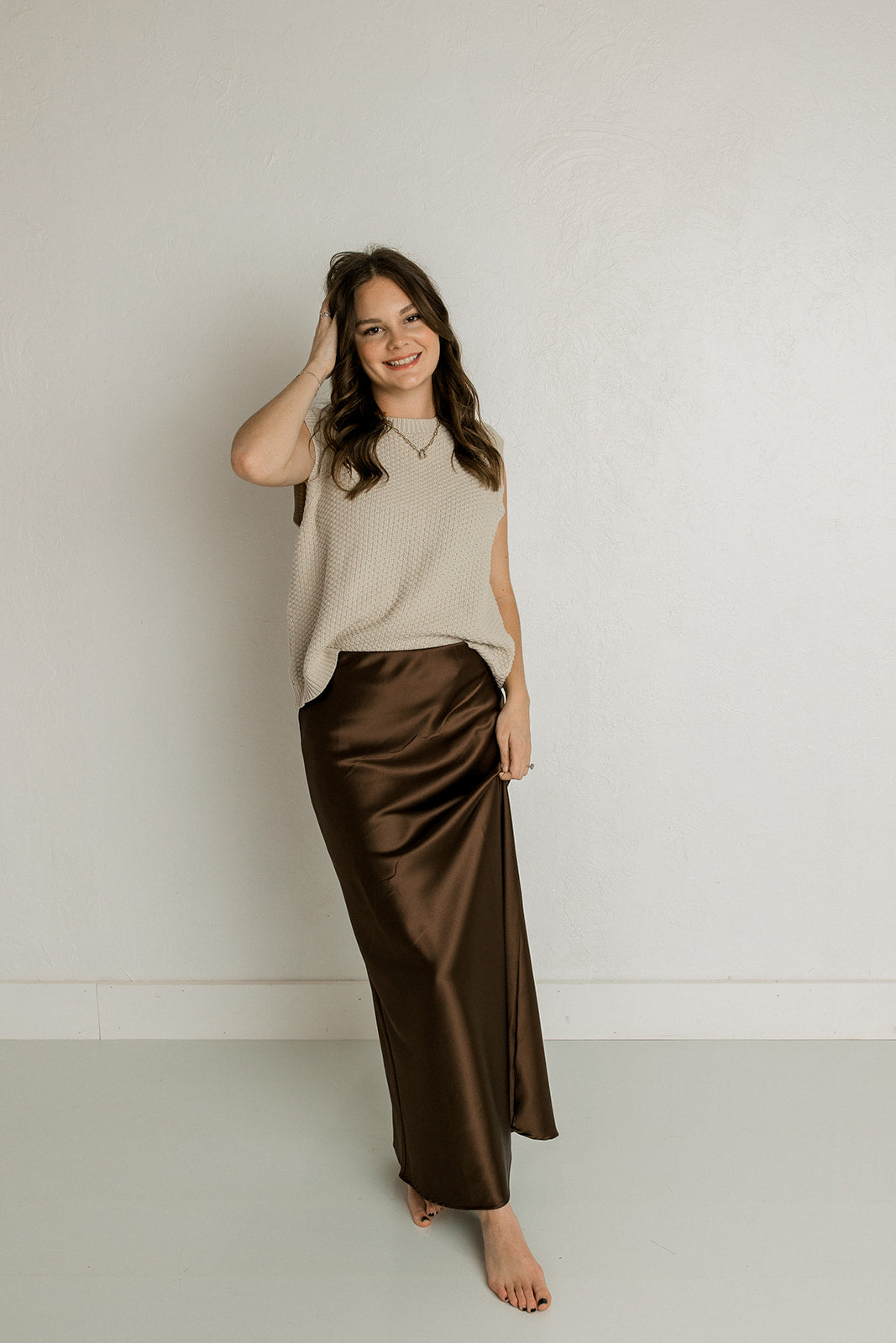 Brown Satin Skirt