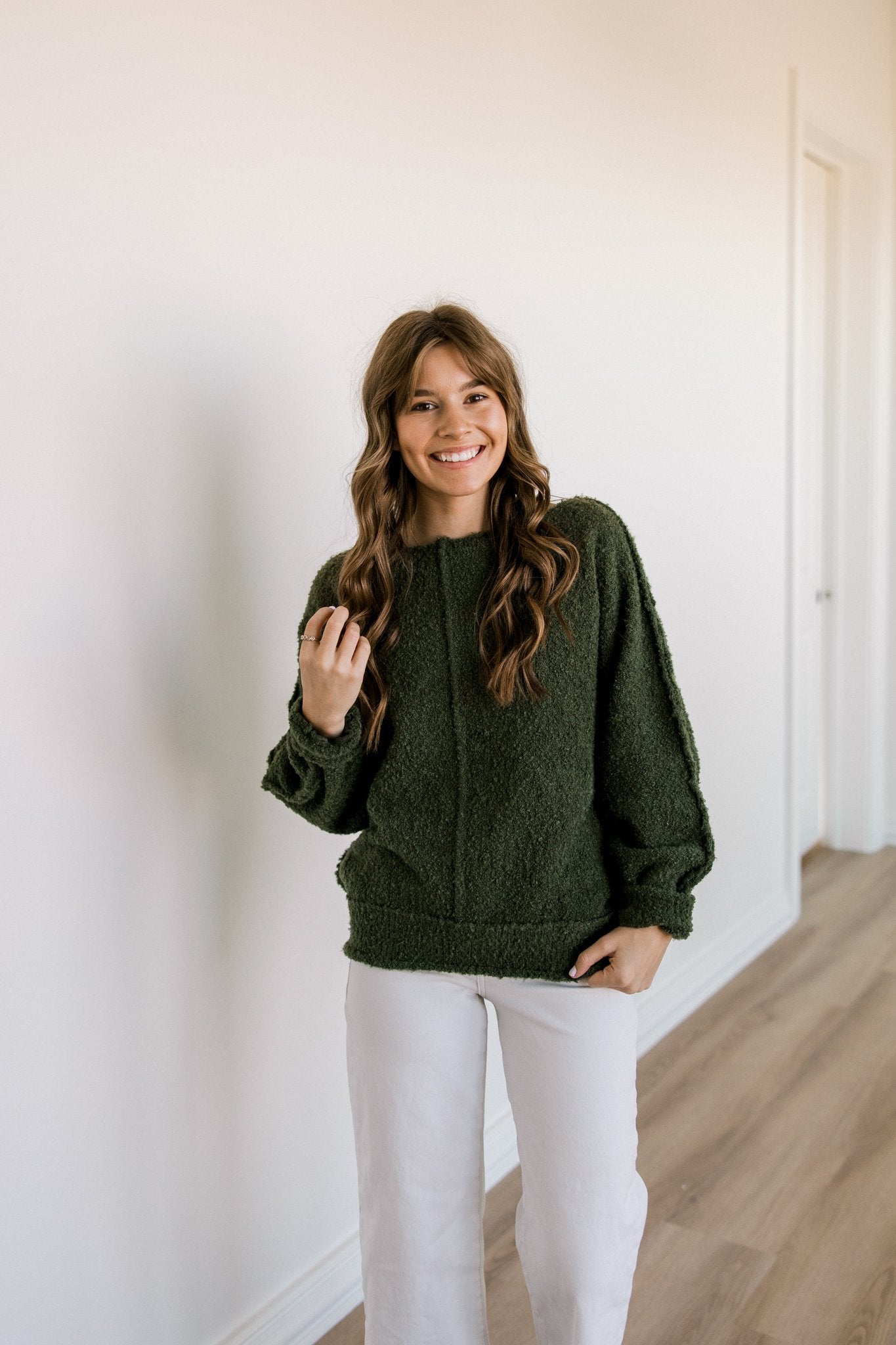 Olive Seam Exposed Sweater