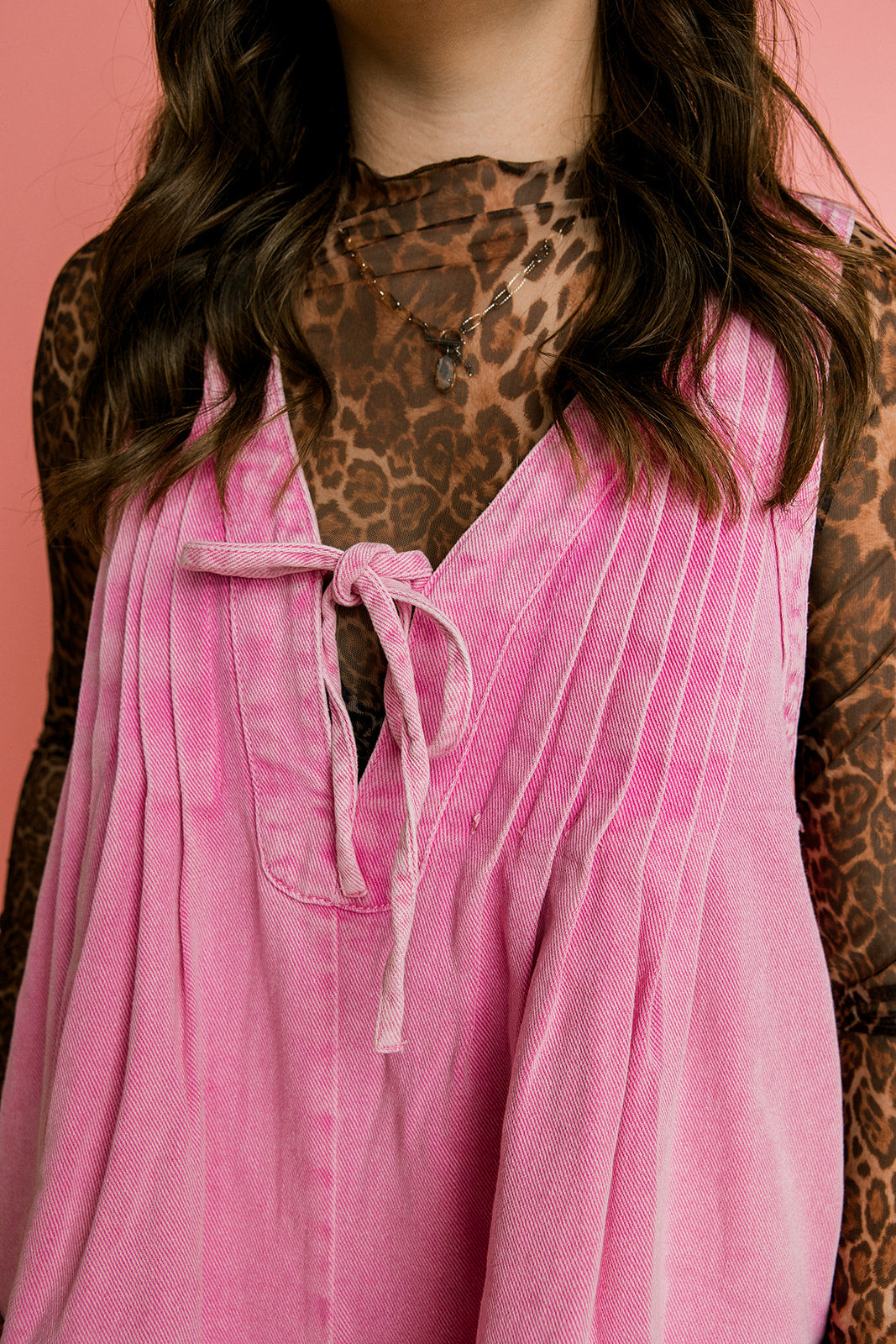 Pink Pleated Romper (100% COTTON)