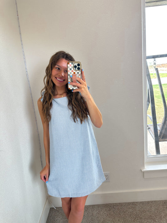 Blue/White Stripe Boat Neck Dress