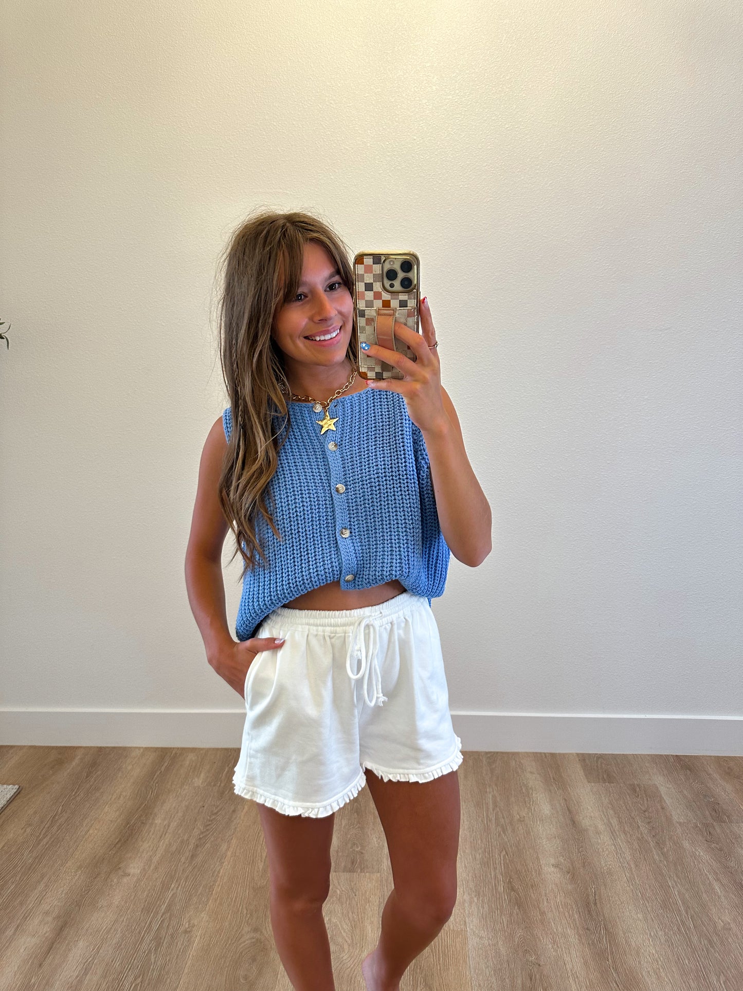 Button Front Sweater in Blue
