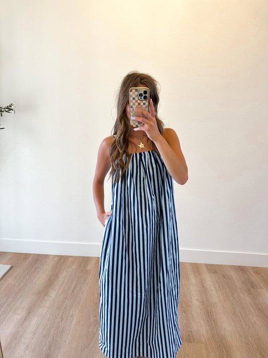 Blue and Navy Midi Dress (100% COTTON)
