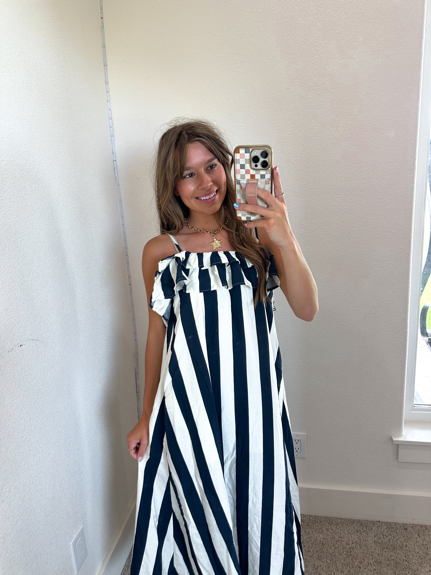Navy Blue Stripe Dress