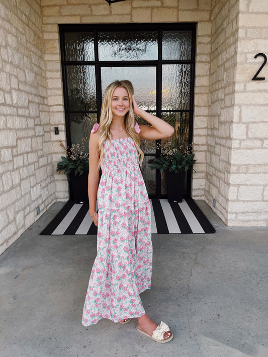 Pink Rose Maxi Dress (100% Cotton)