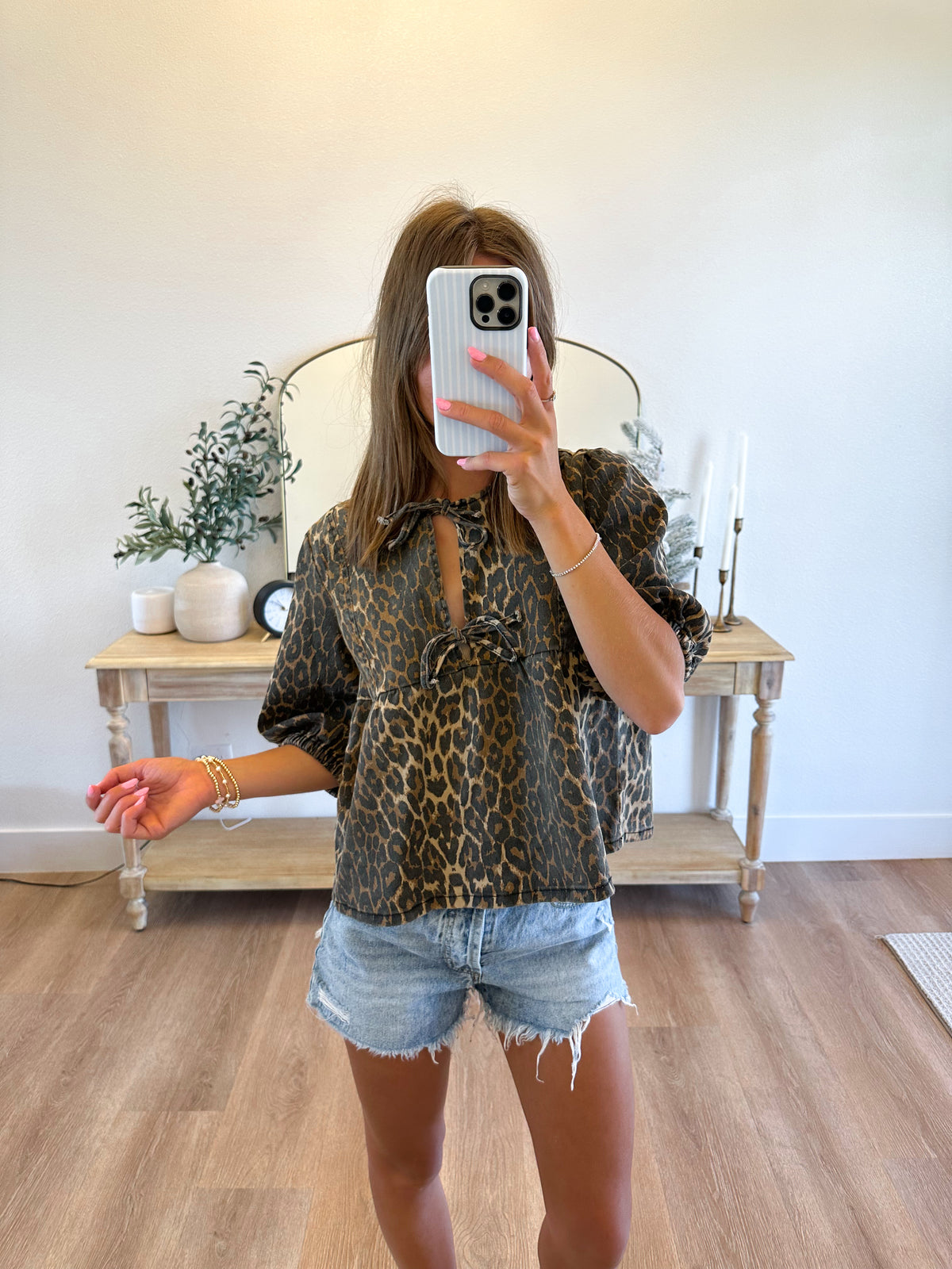 Leopard Denim Top