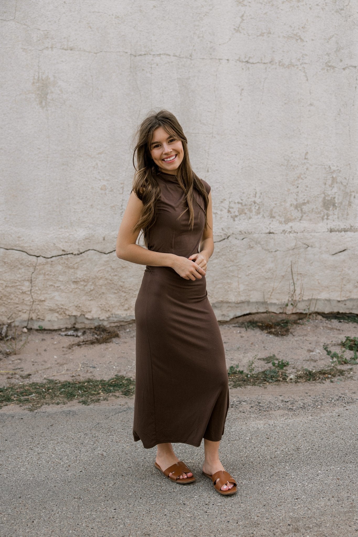Brown Mock Neck Dress