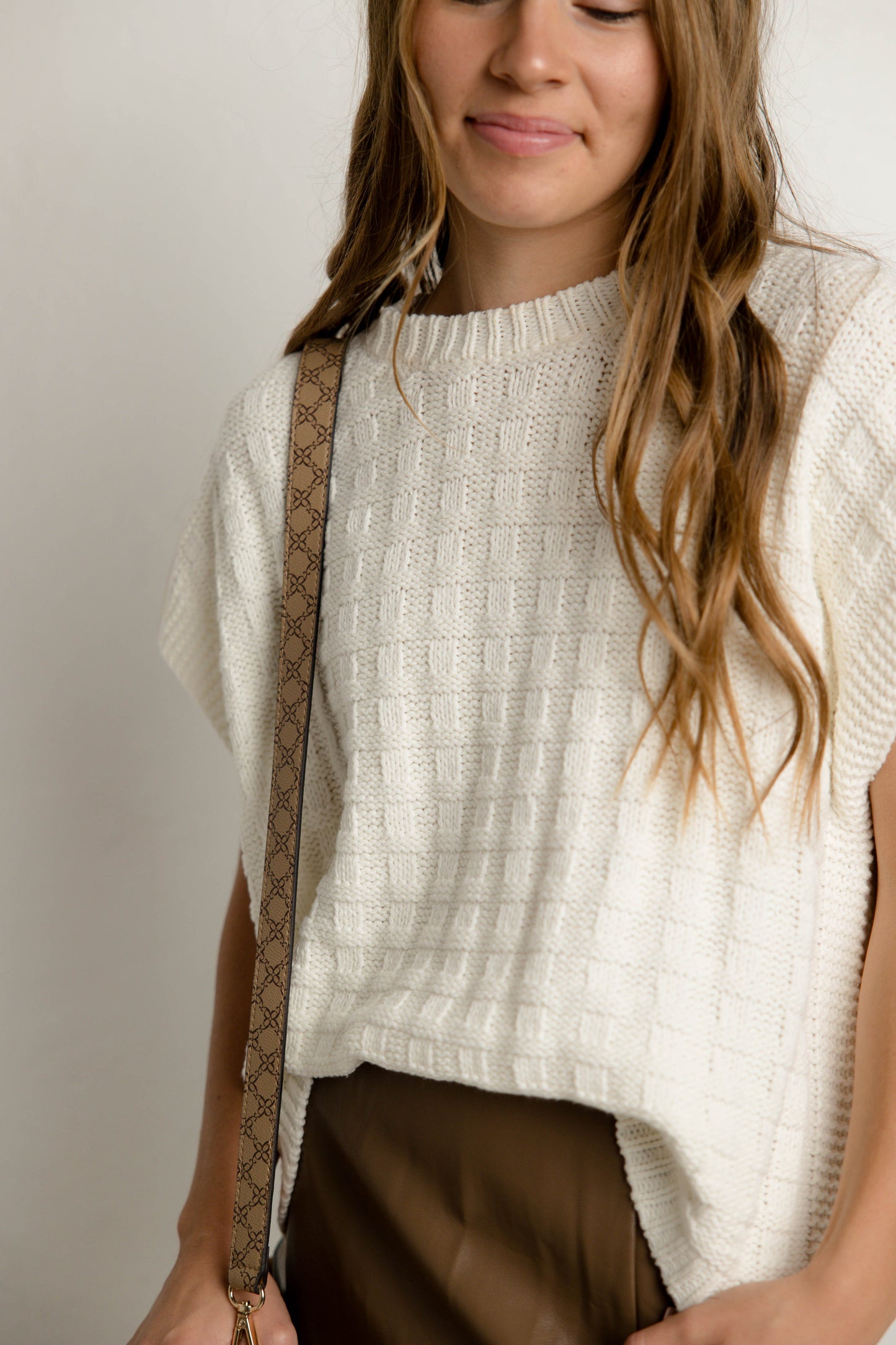 Textured Boxy Sweater in Cream