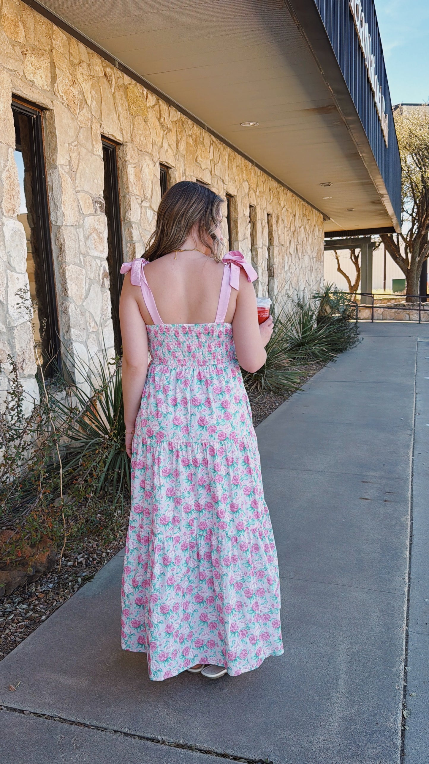 Pink Rose Maxi Dress (100% Cotton)