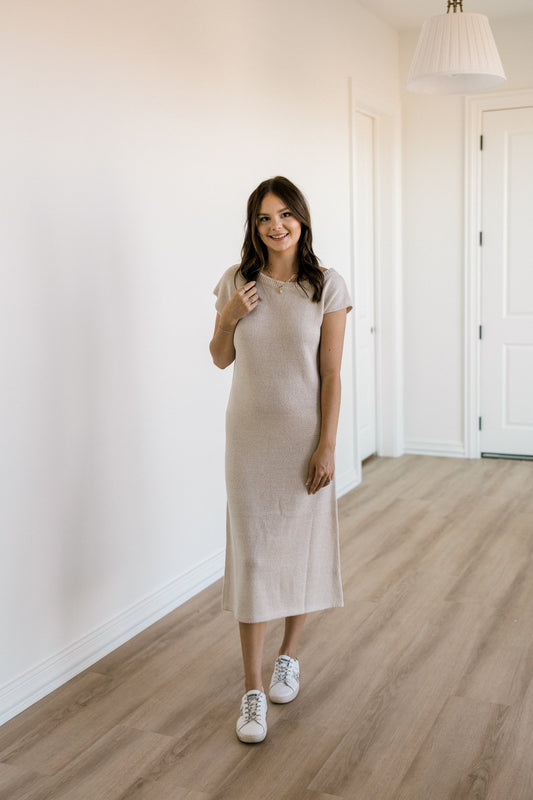 Ecru Scoop Neck Dress