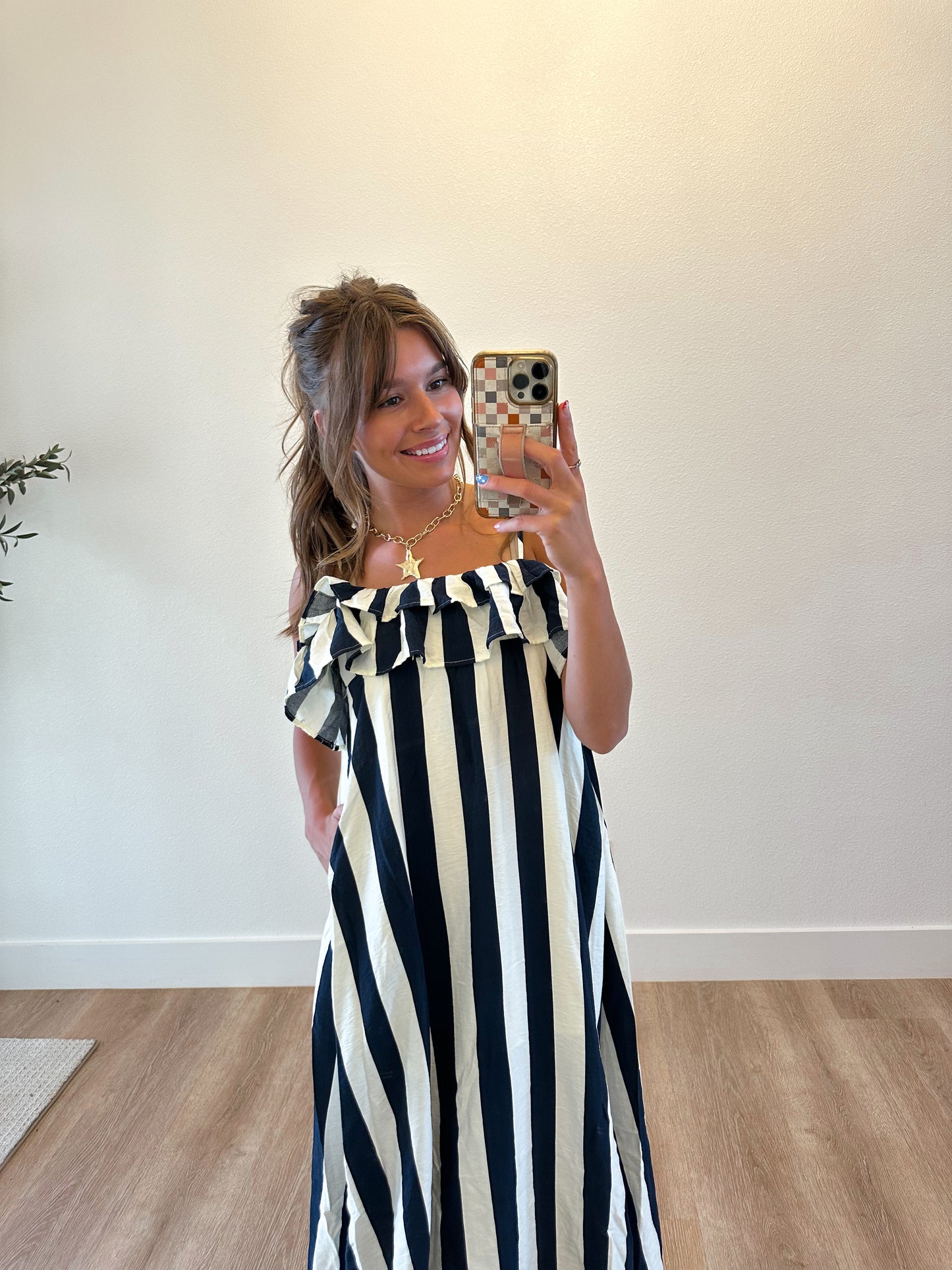 Navy Blue Stripe Dress