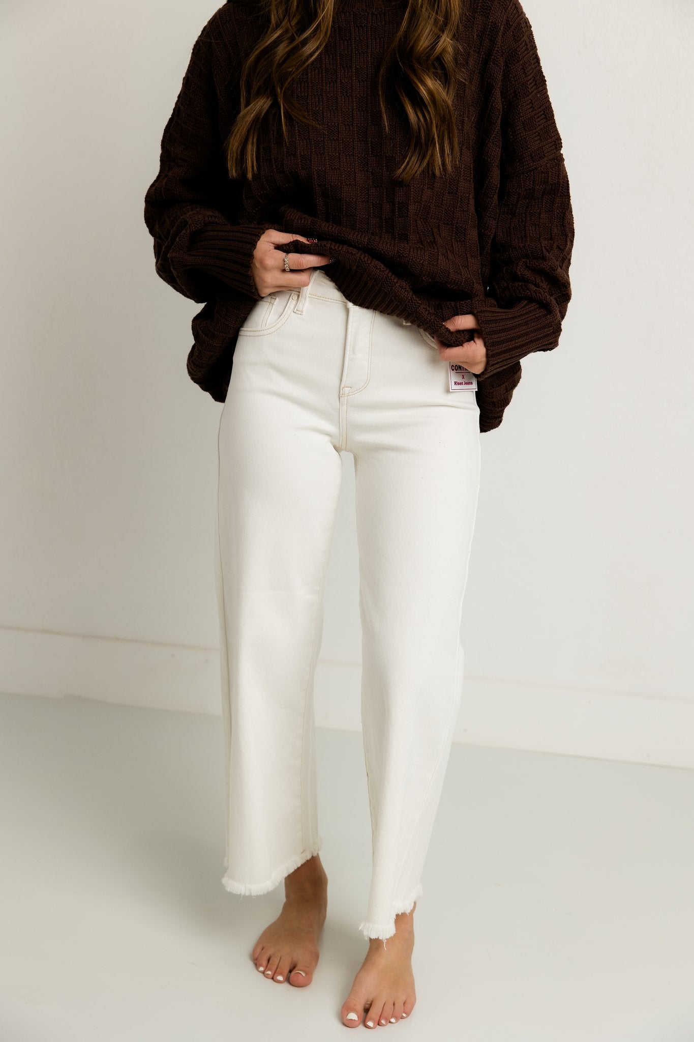 White Risen Wide Leg Pants