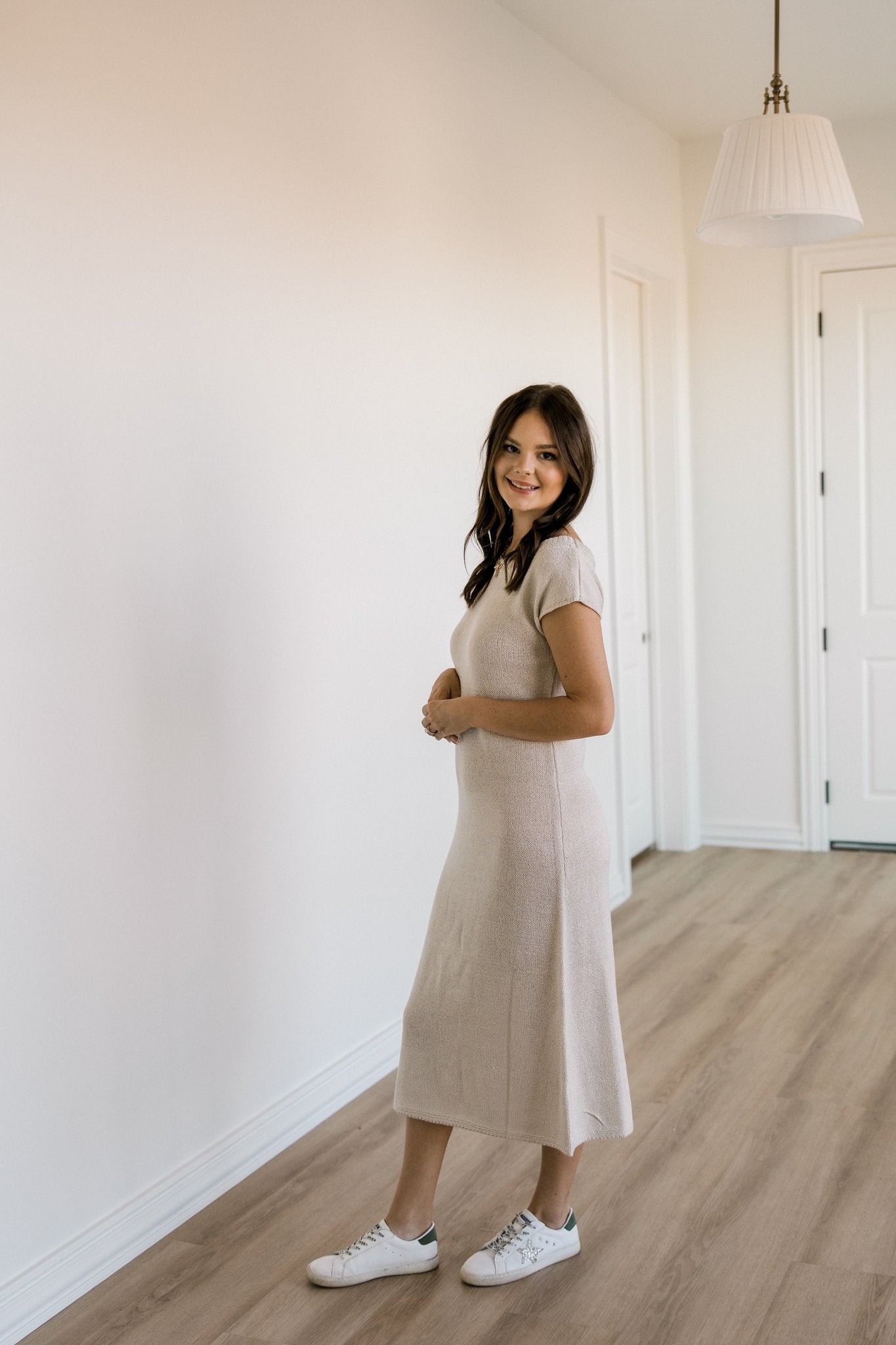 Ecru Scoop Neck Dress