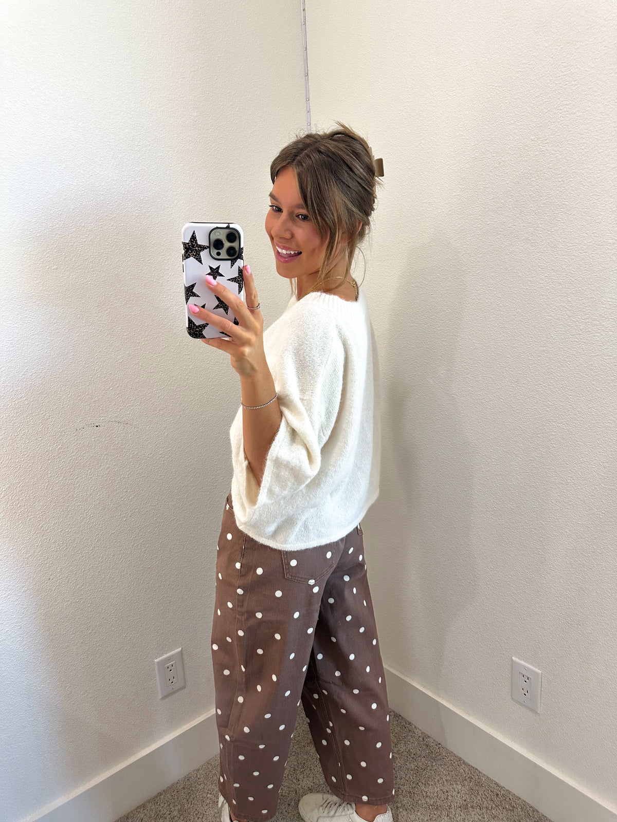 Brown Polka Dot Barrel Jeans