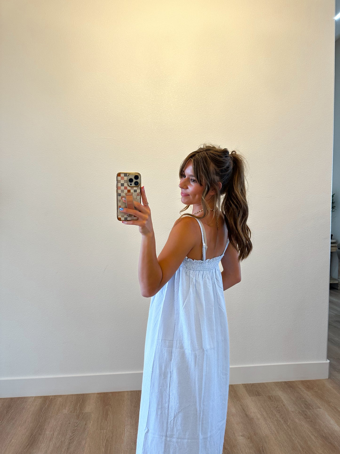Ivory & Blue Midi Dress