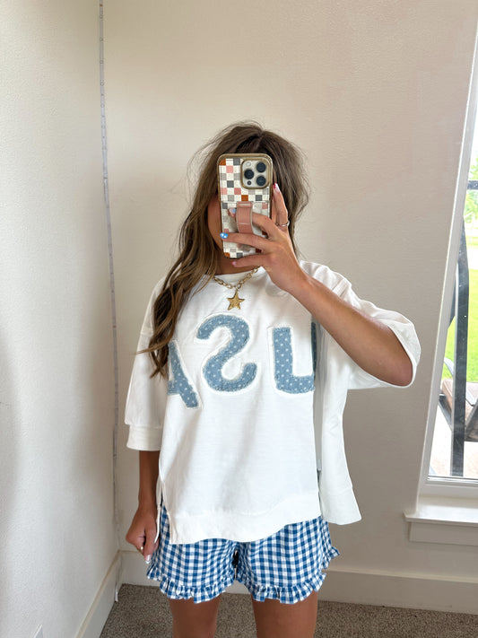 Ivory USA Patchwork Top