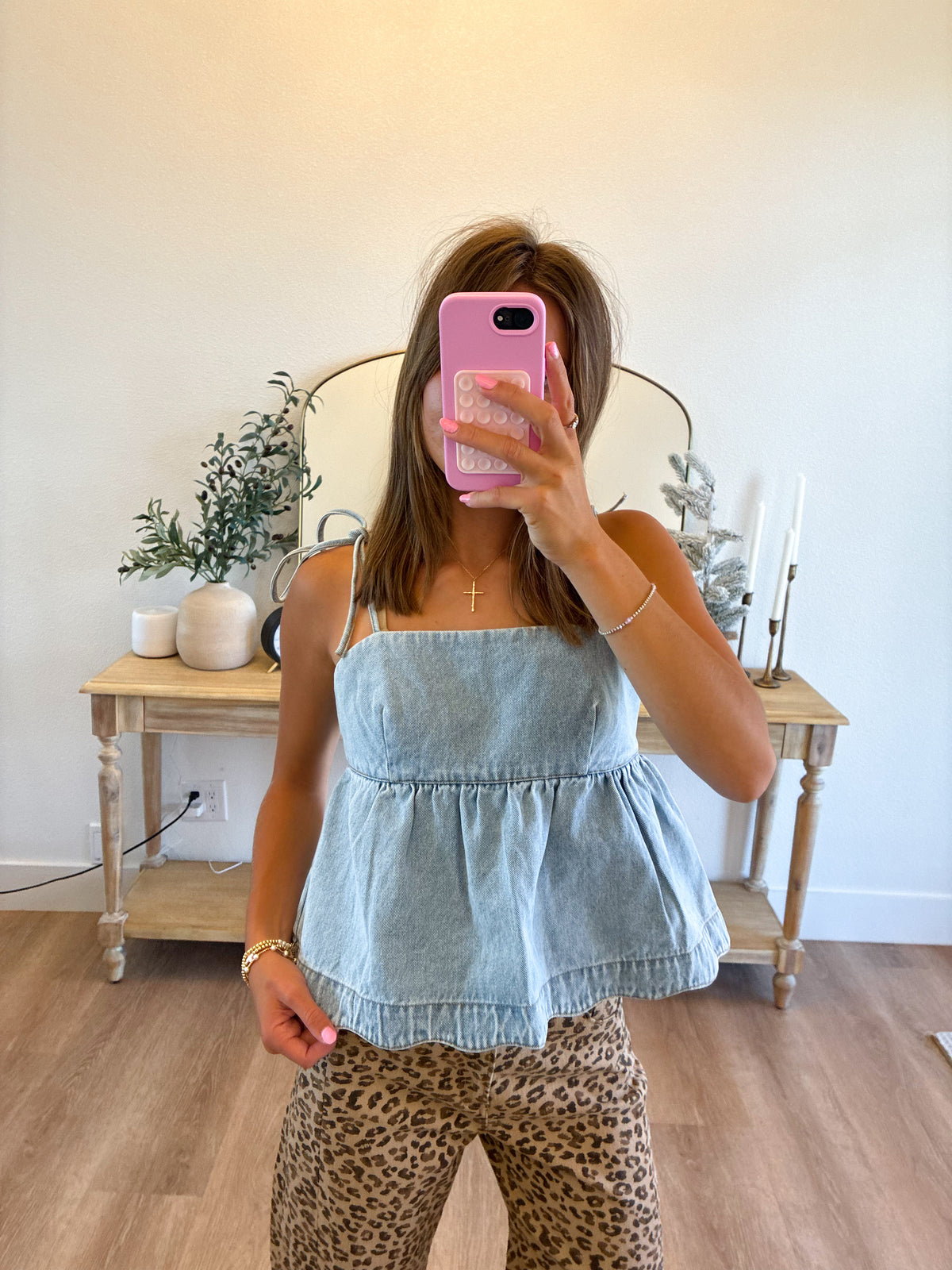 Denim Peplum Blouse (100% COTTON)