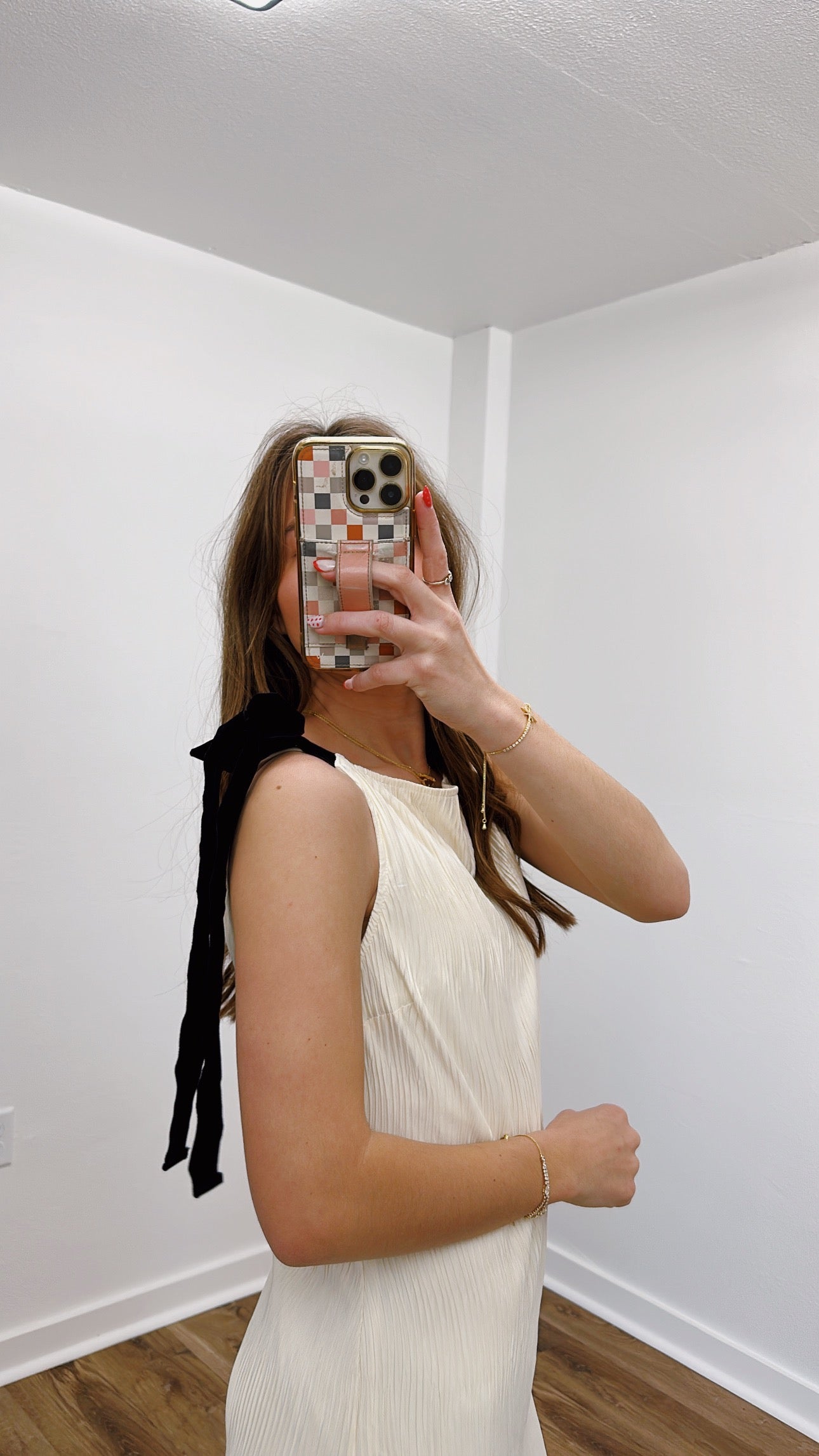 Cream Plisse Maxi Dress