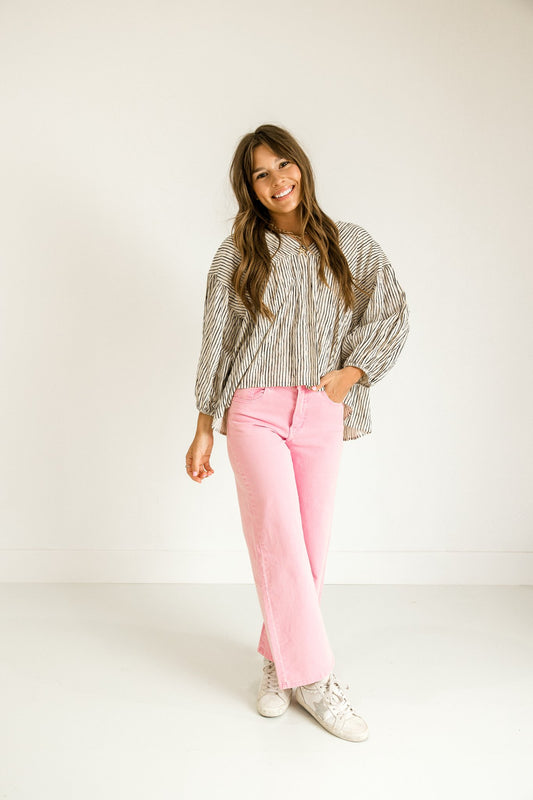 Pink Straight Leg Jeans