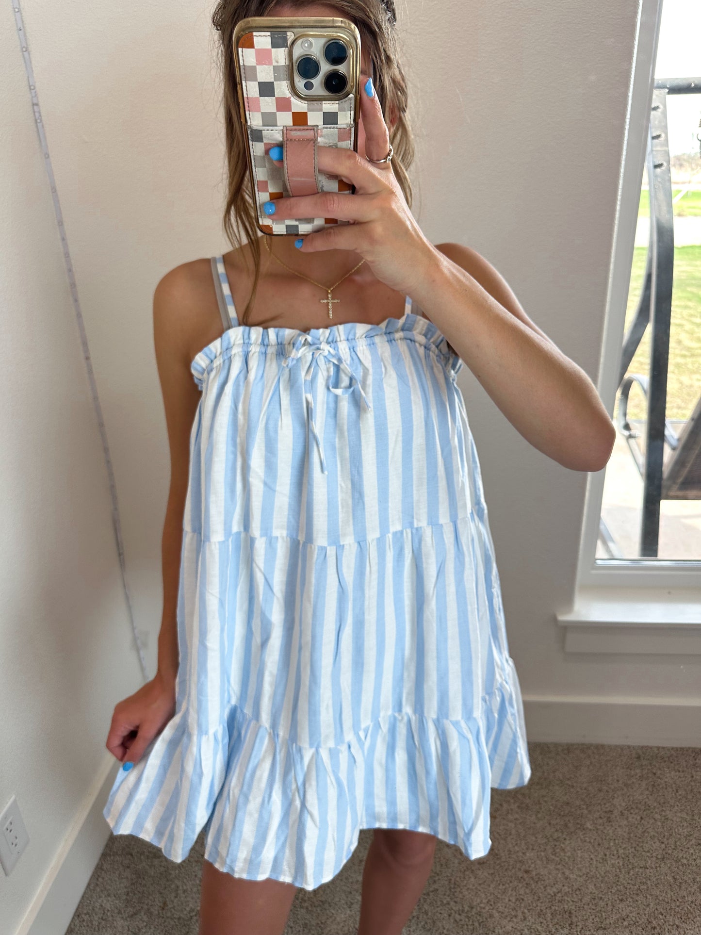 Sky Blue Sleeveless Mini Dress