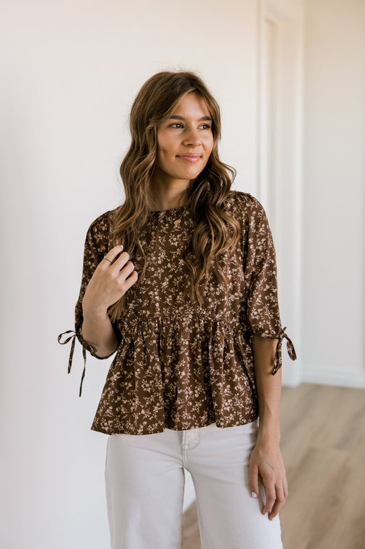 Brown Floral Blouse