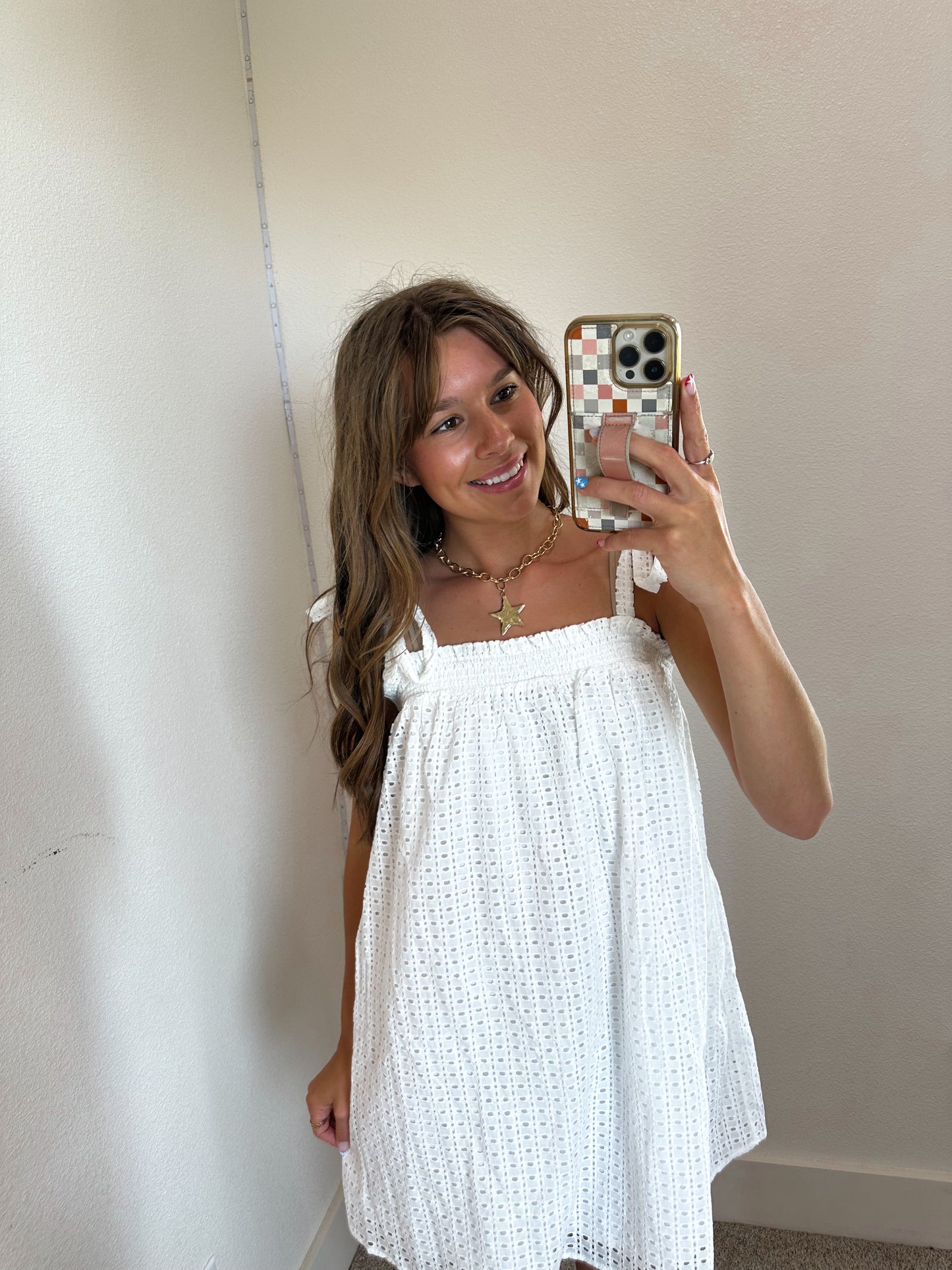 White Eyelit Mini Dress (100% COTTON)