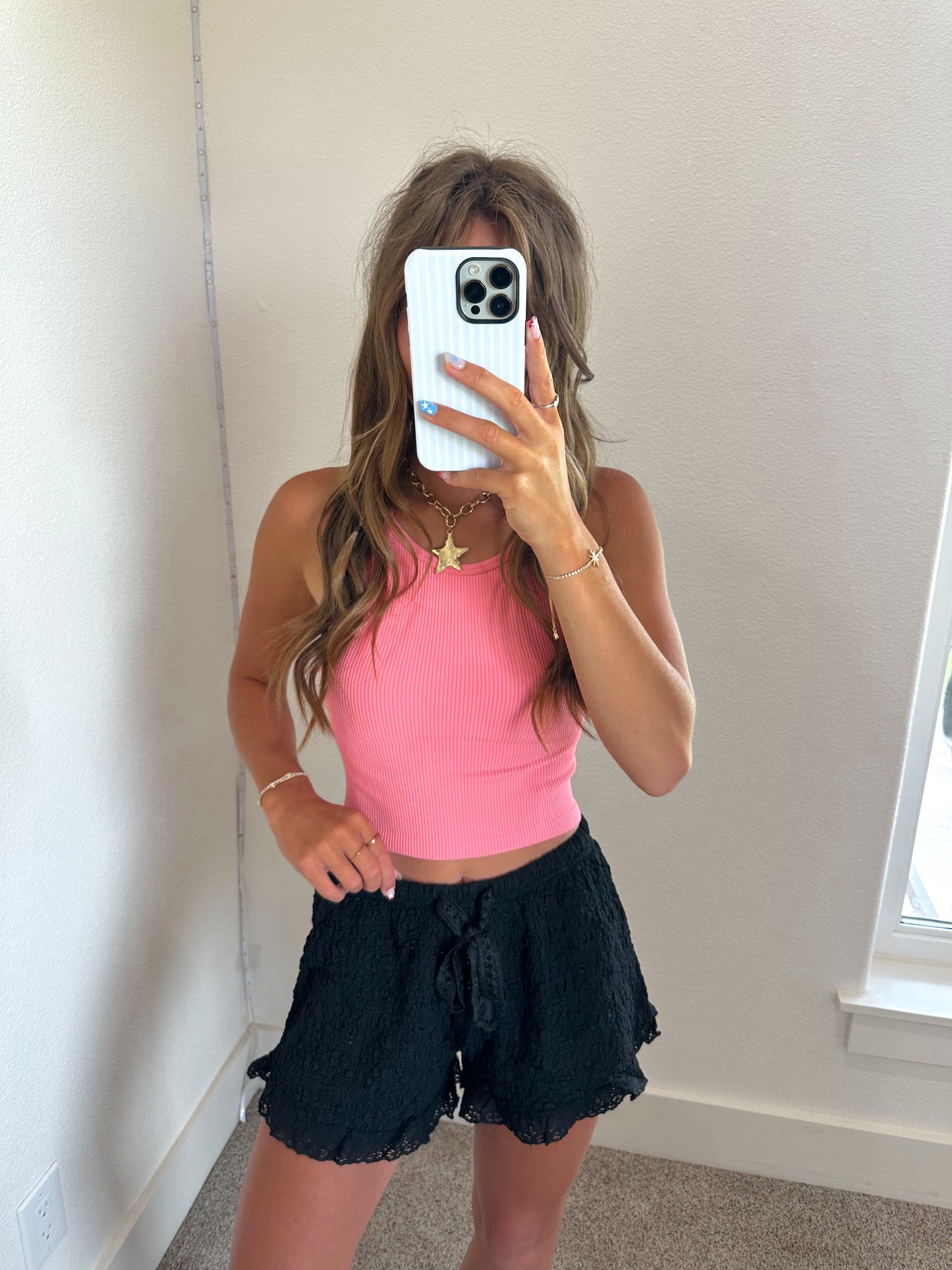 Black Crochet Shorts