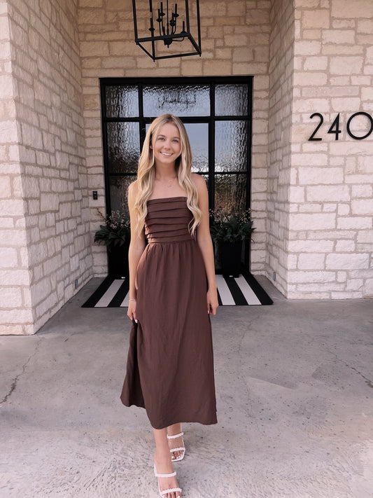 Brown Strapless Sundress