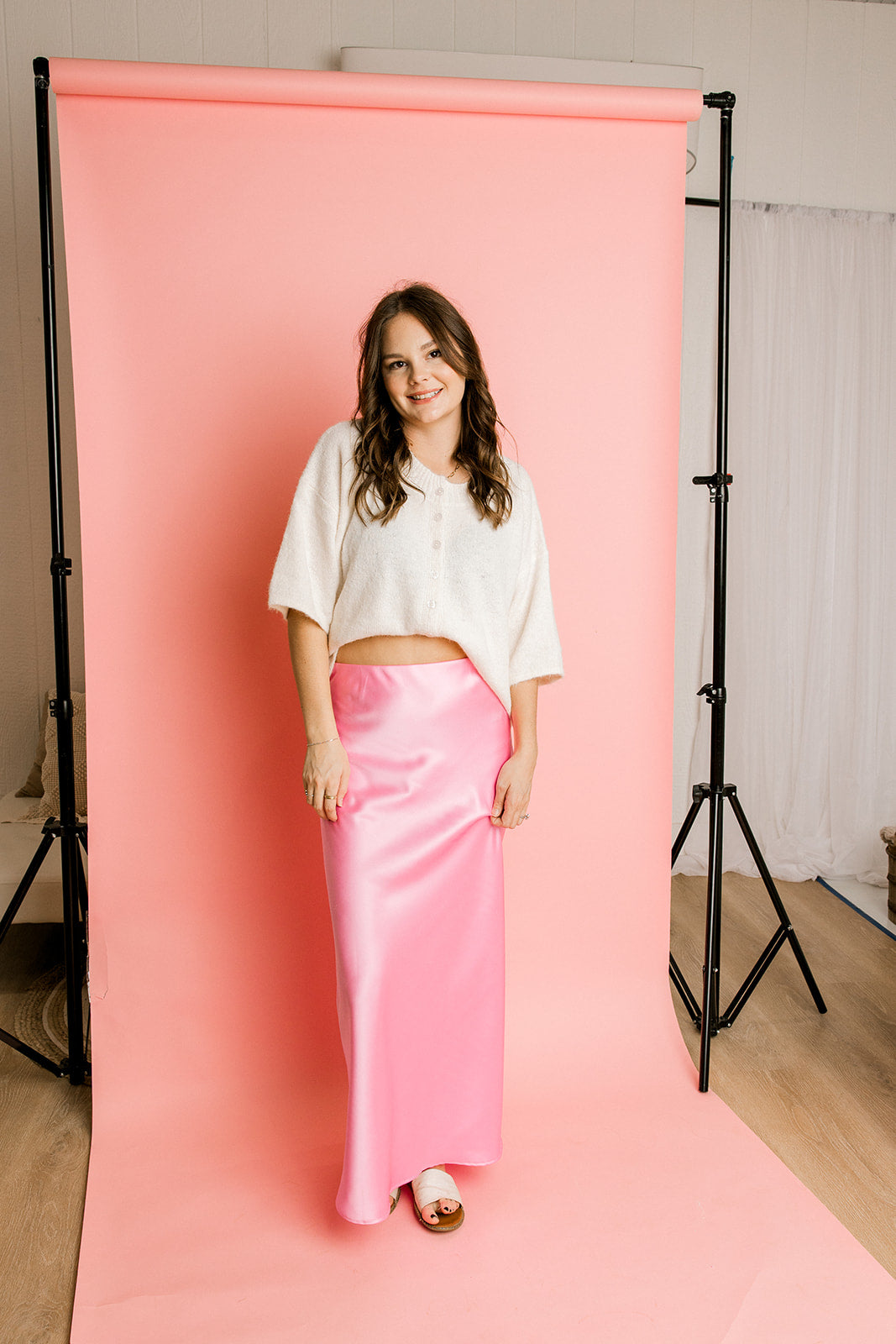 Pink Satin Skirt