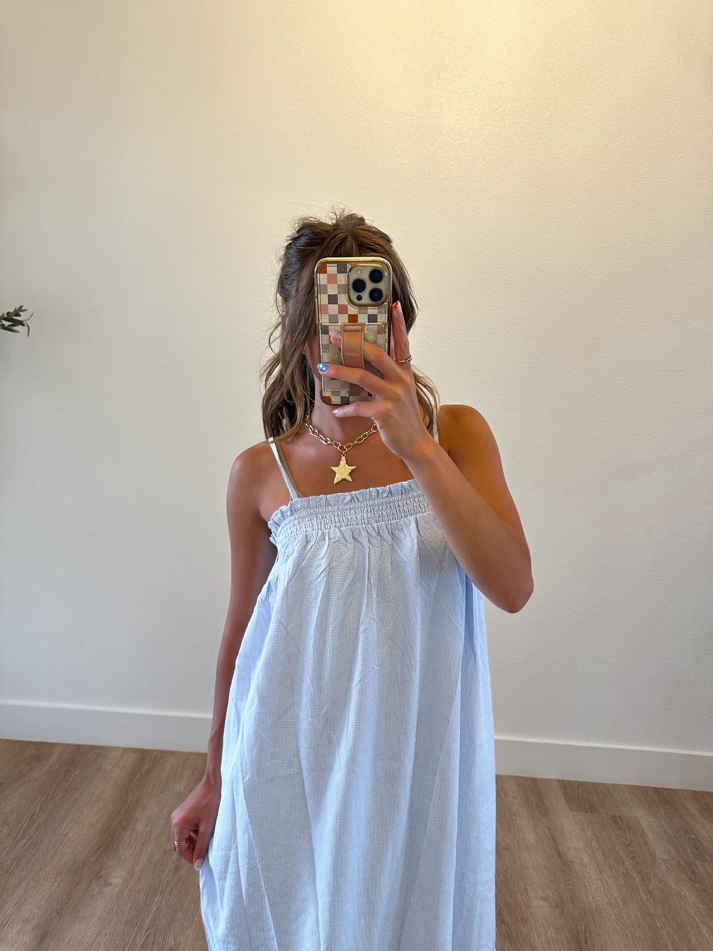 Ivory & Blue Midi Dress