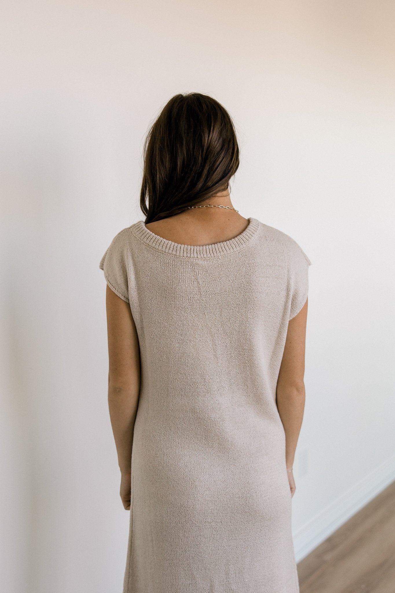 Ecru Scoop Neck Dress