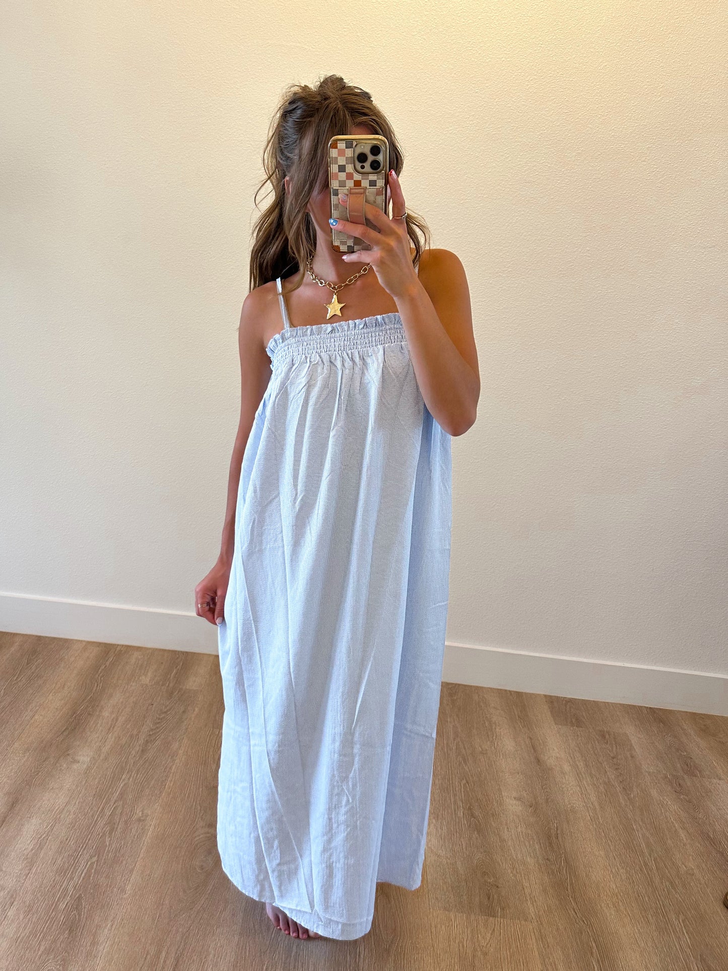 Ivory & Blue Midi Dress