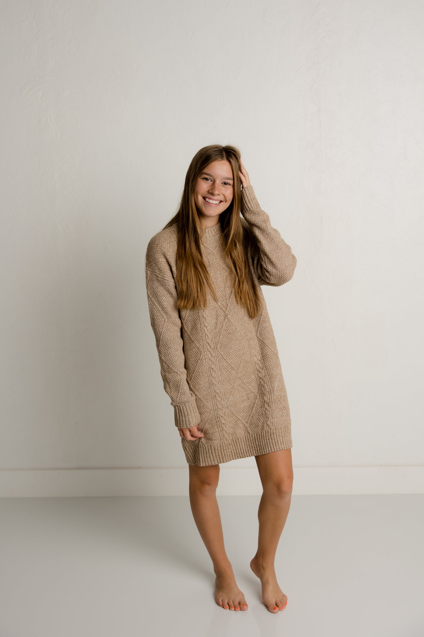 Khaki Cable Knit Dress