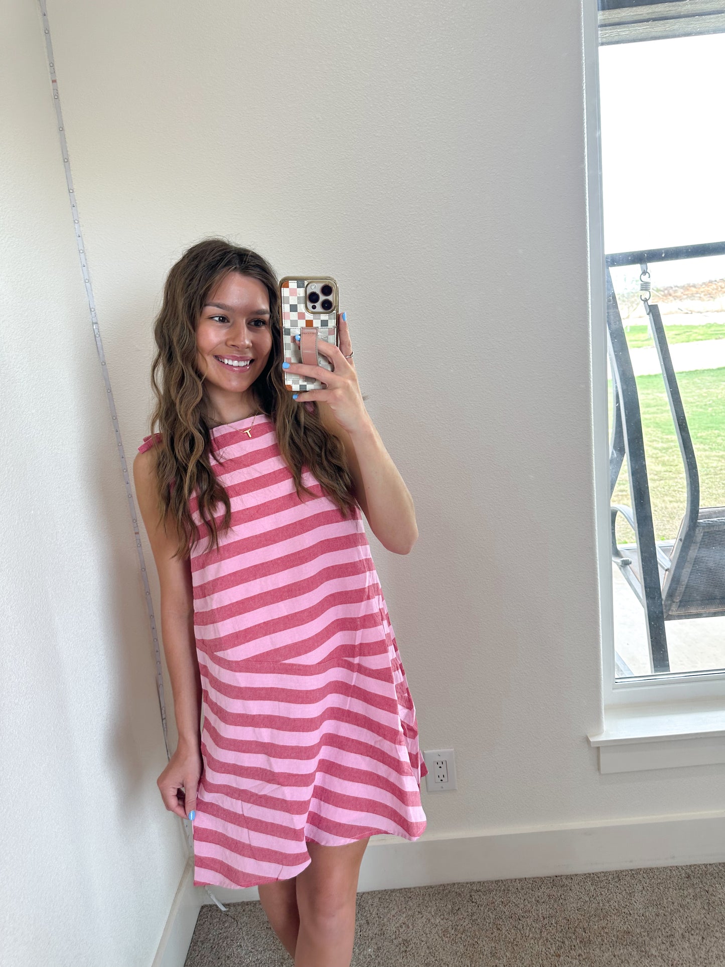 Pink Stripe Mini Dress (100% COTTON)