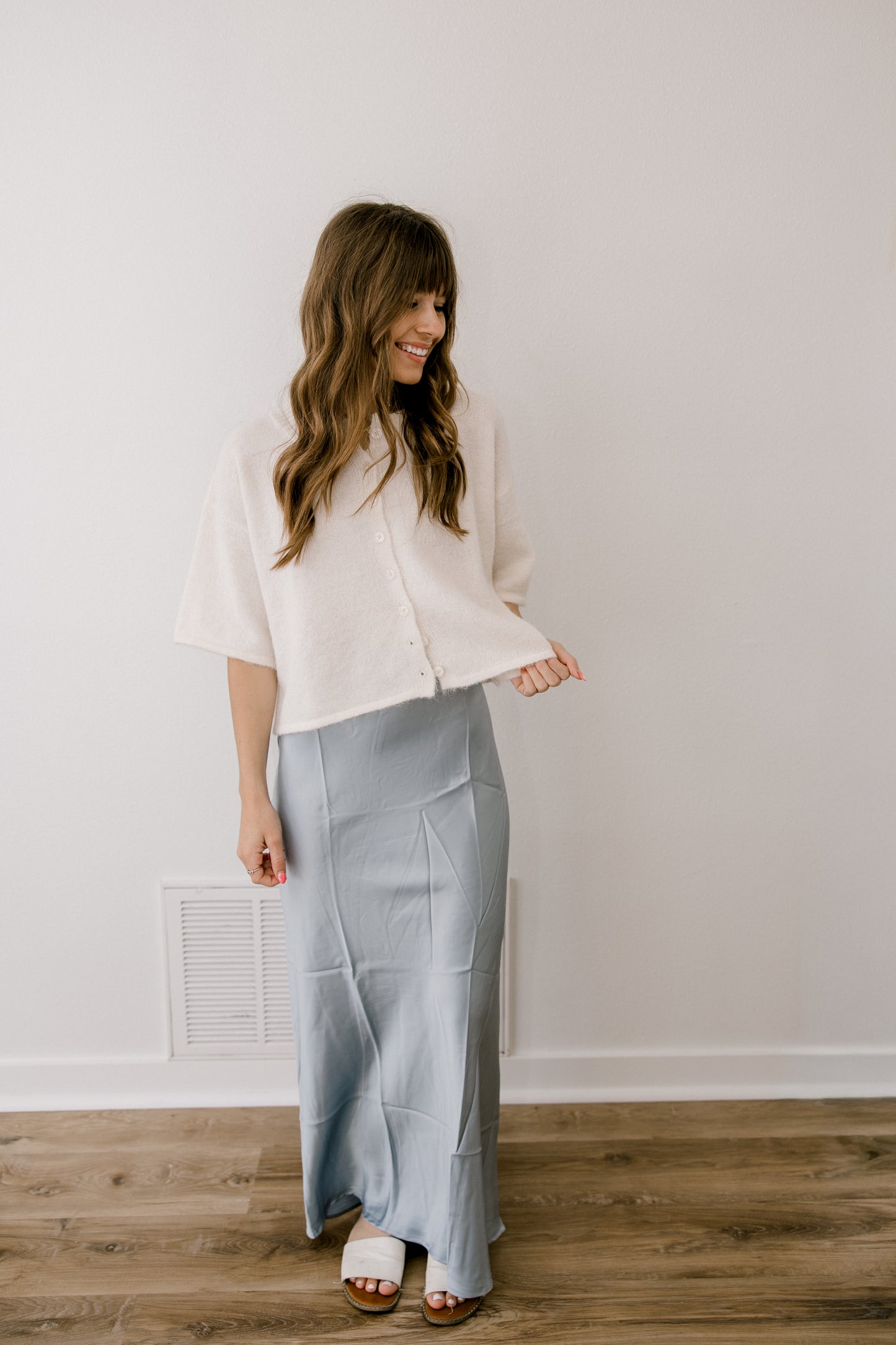 Dusty Blue Satin Skirt