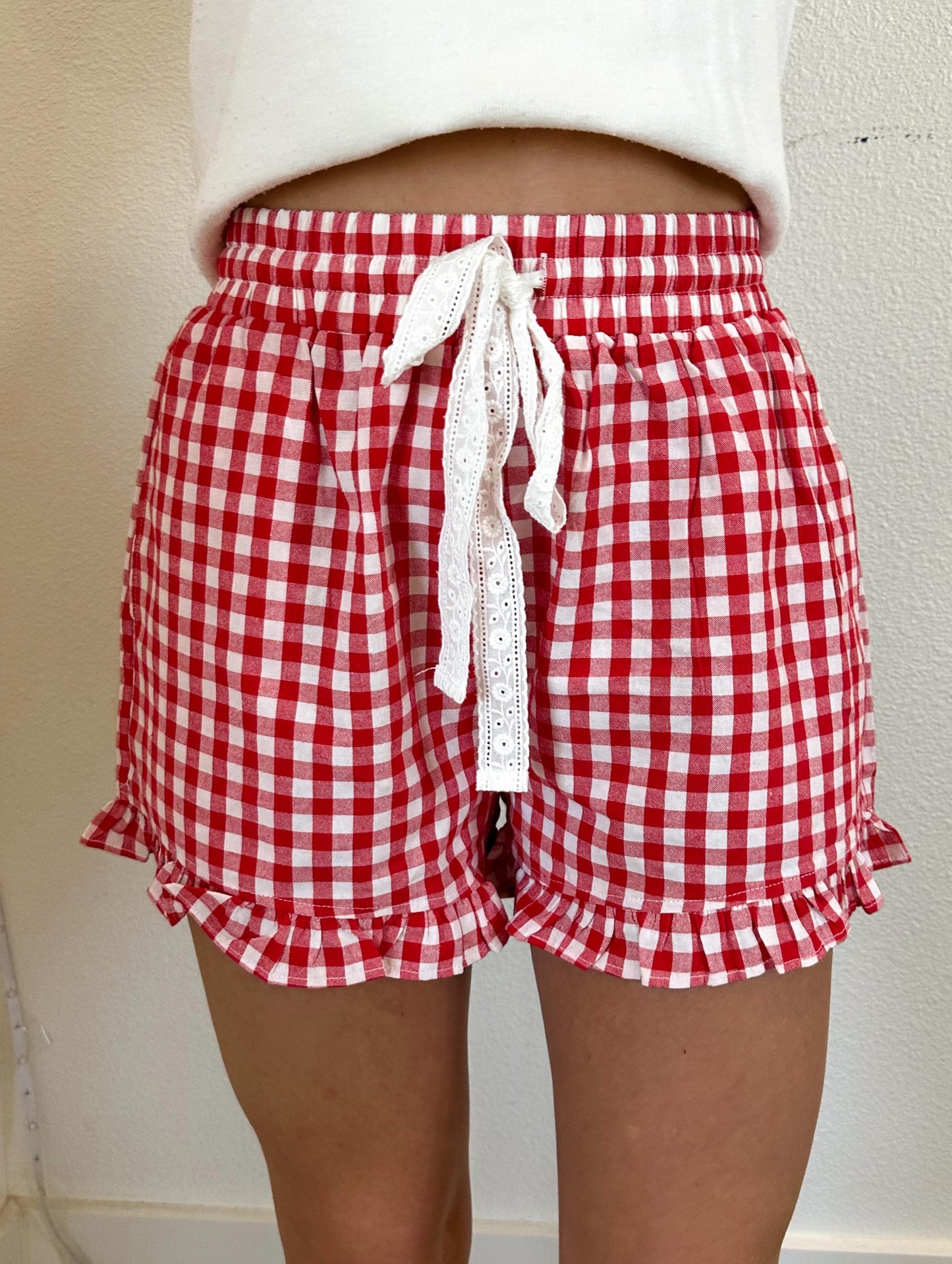 Red Gingham Shorts (100% COTTON)