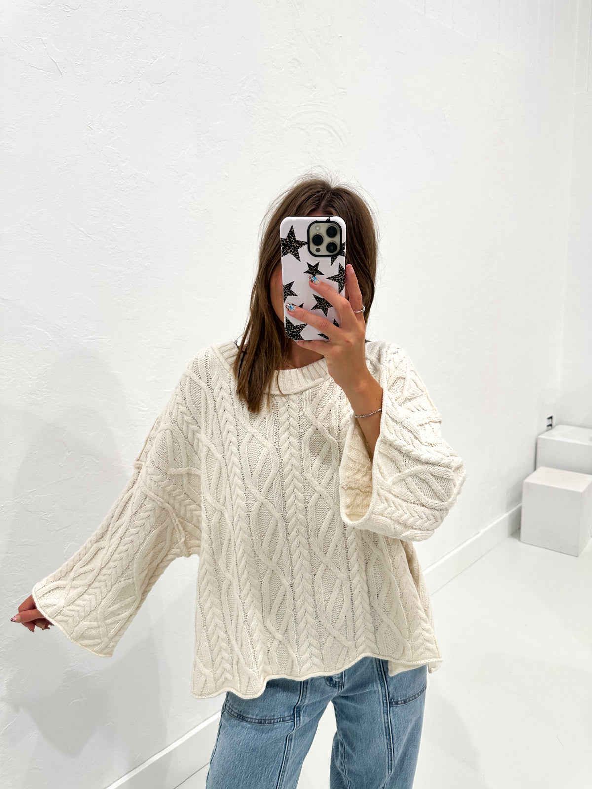 Cream Cable Knit Sweater