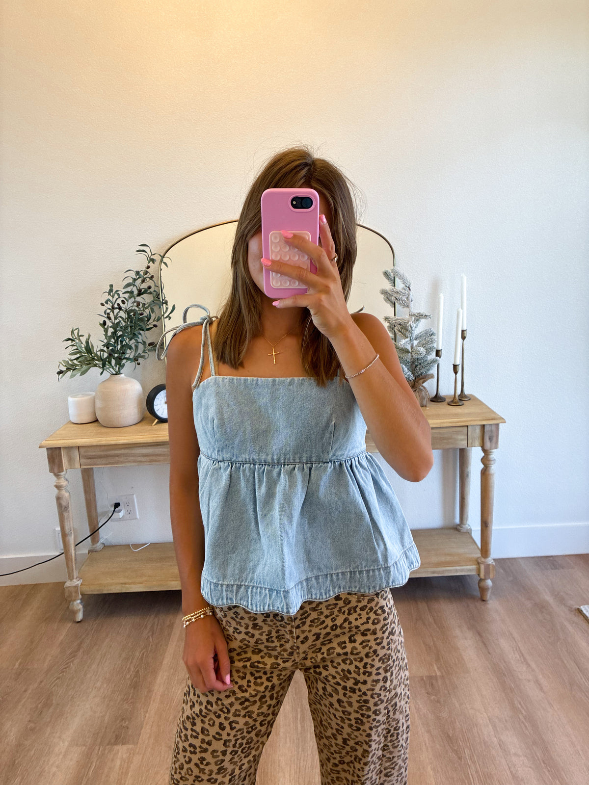 Denim Peplum Blouse (100% COTTON)