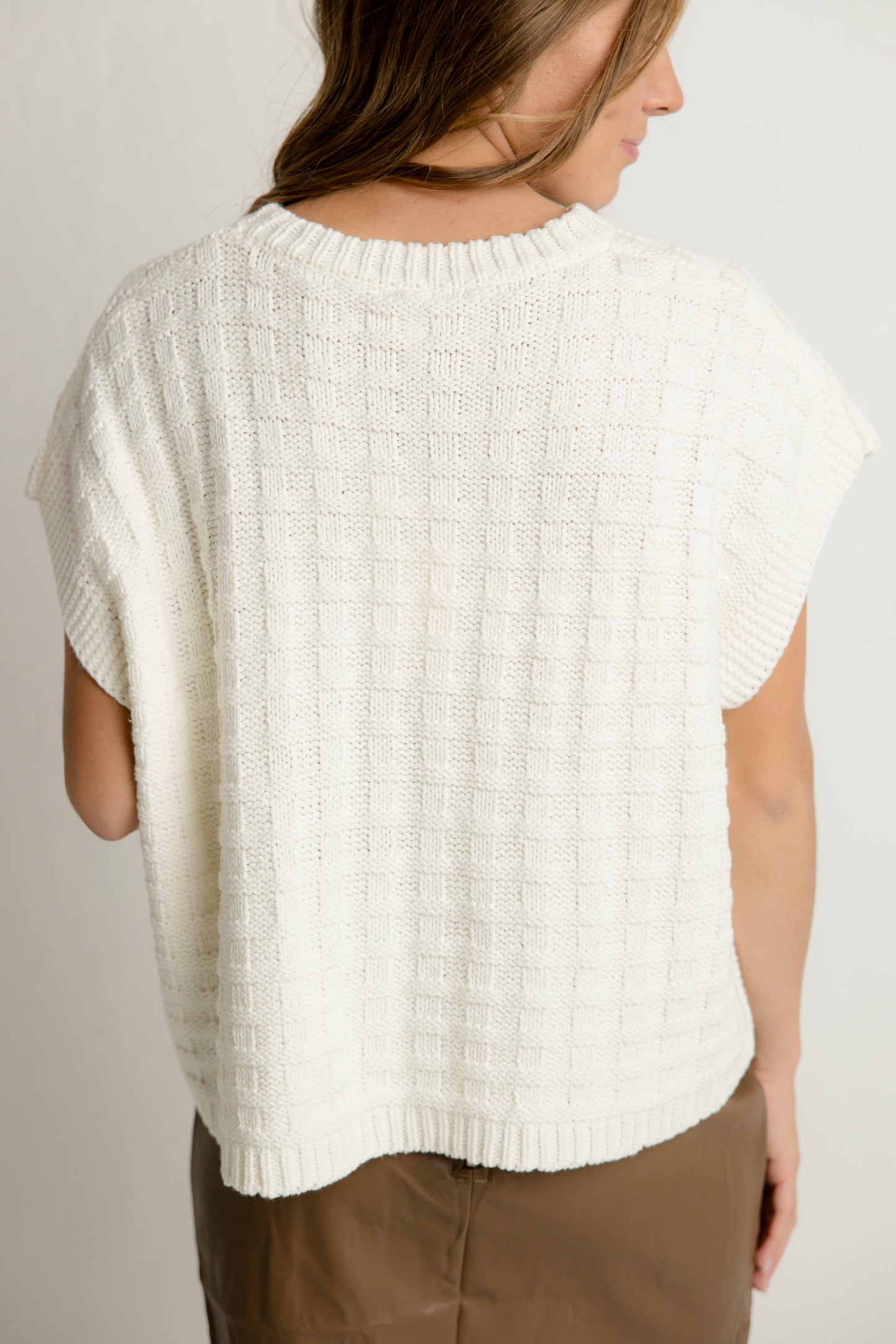 Textured Boxy Sweater in Cream