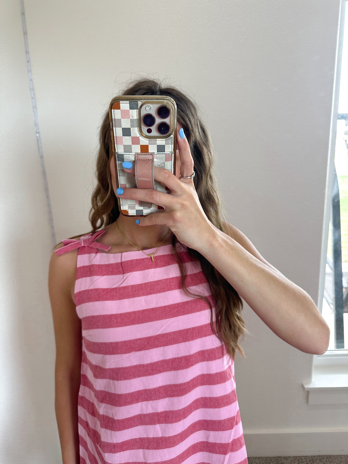 Pink Stripe Mini Dress (100% COTTON)