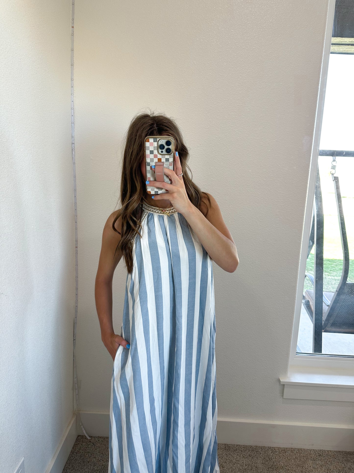 Halter Neck Stripe Maxi
