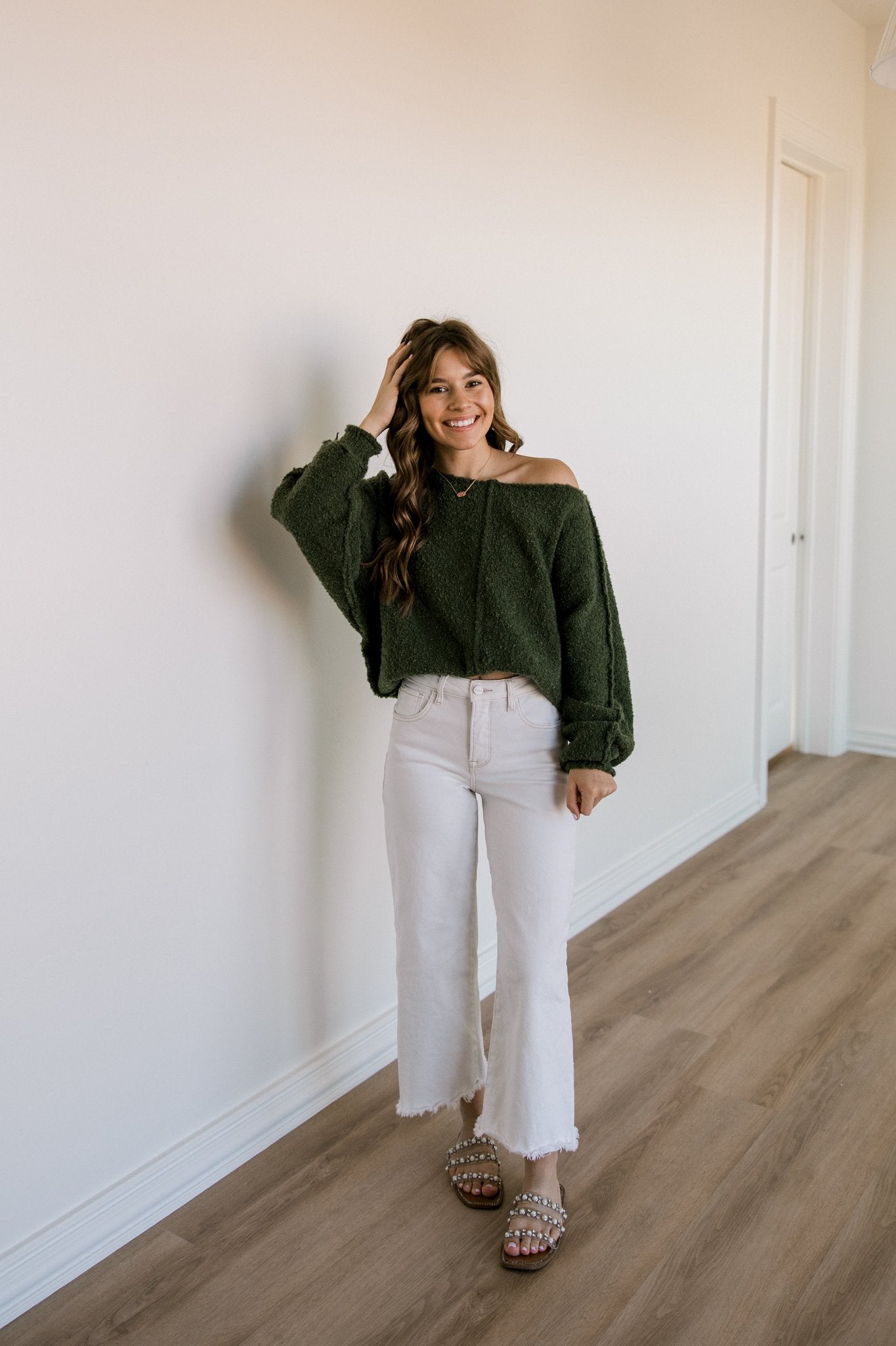 Olive Seam Exposed Sweater