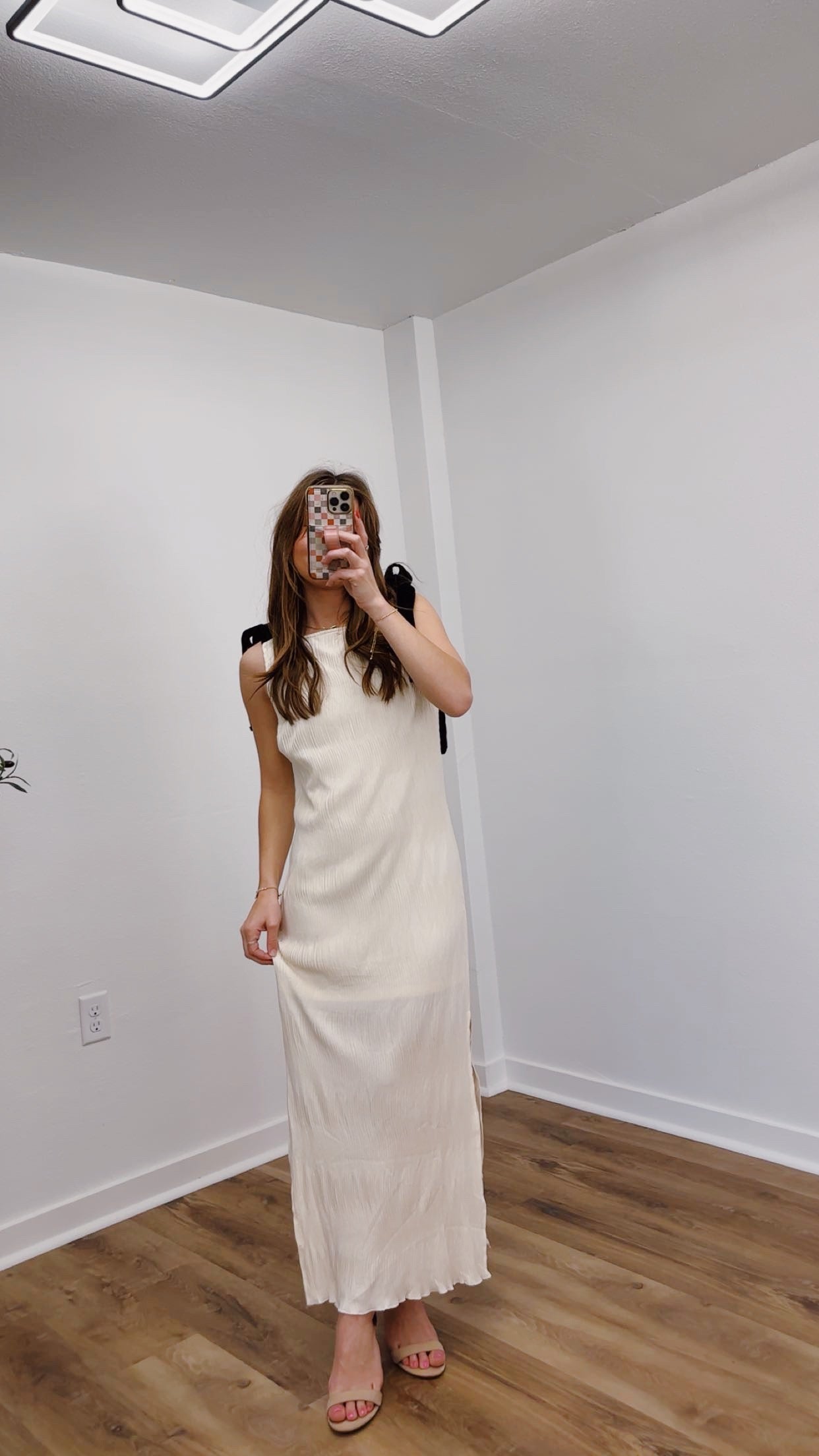 Cream Plisse Maxi Dress