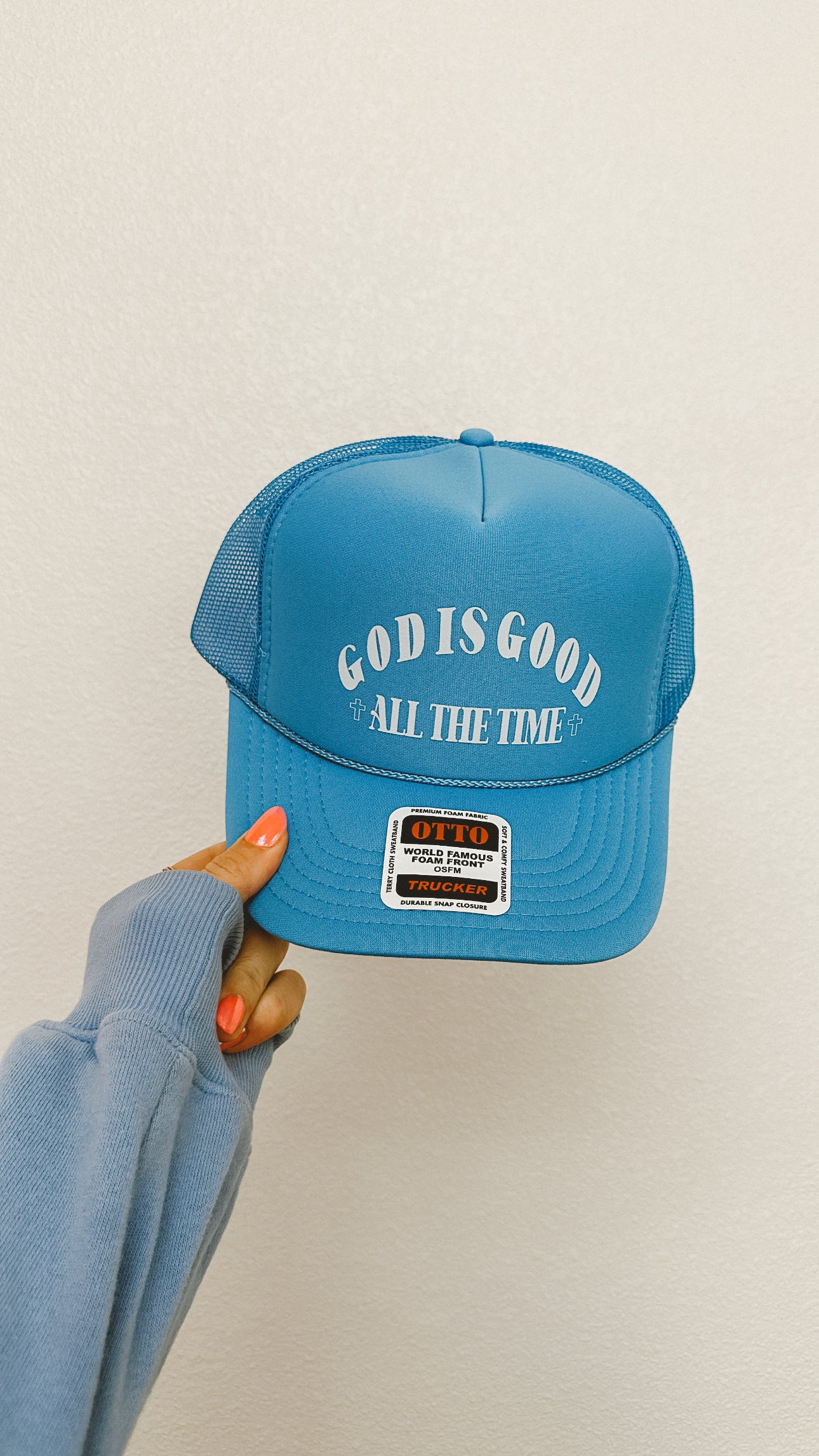 Blue God Is Good Trucker Hat