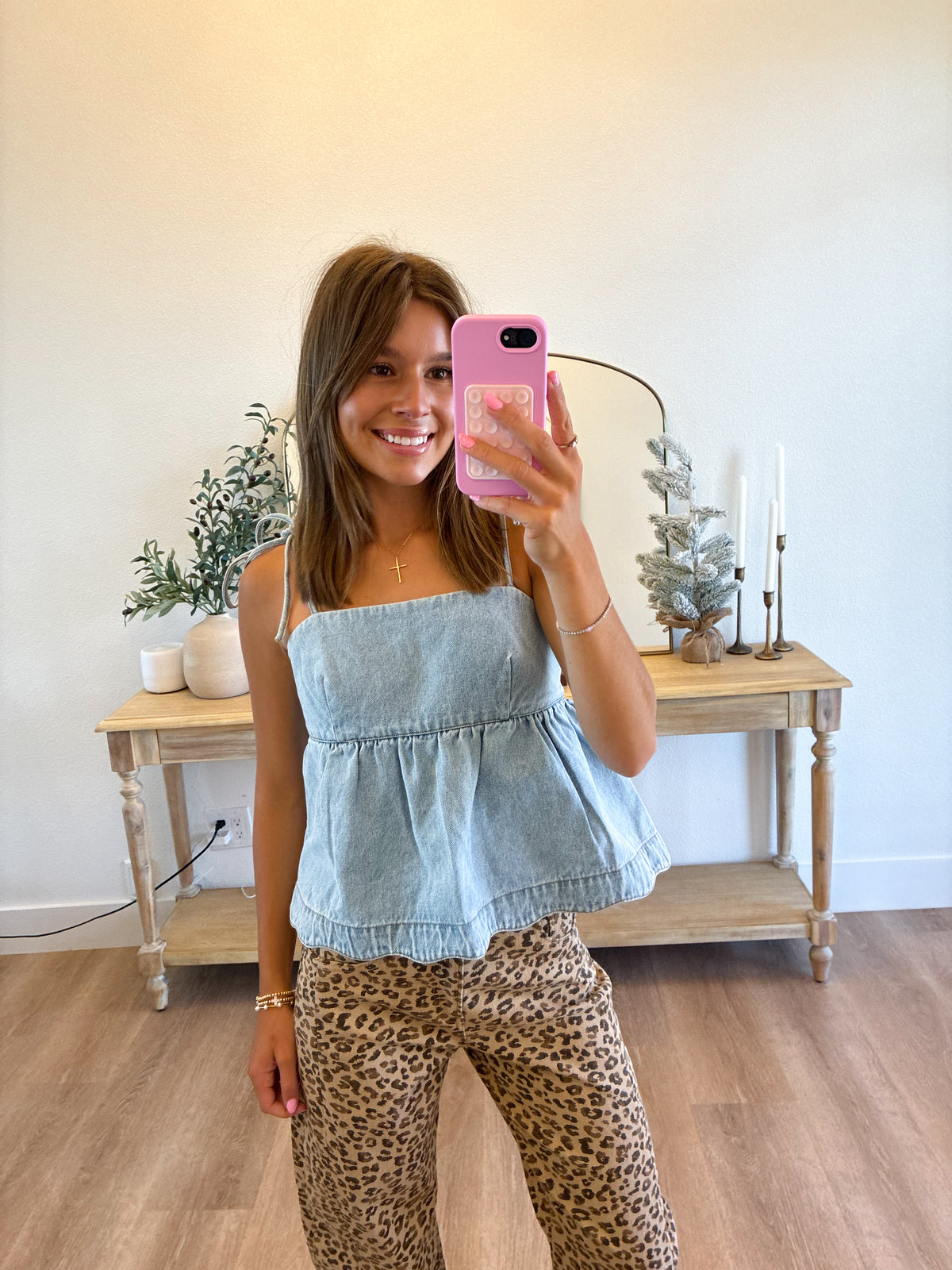 Denim Peplum Blouse (100% COTTON)