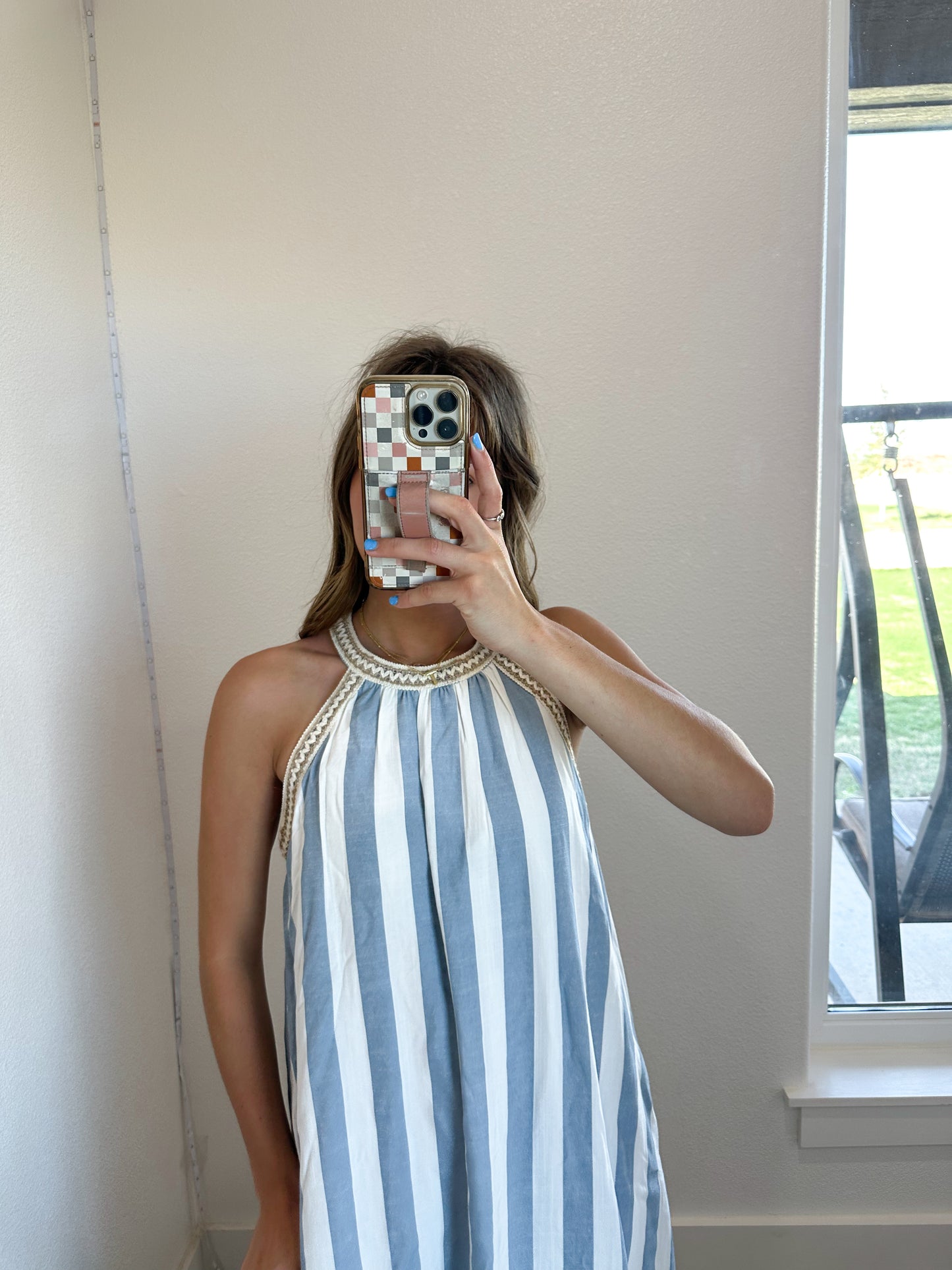 Halter Neck Stripe Maxi