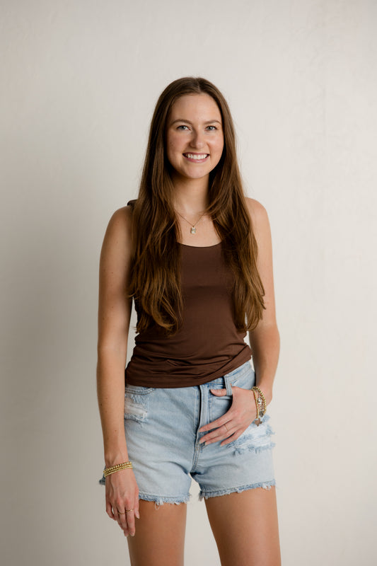 Chocolate Brown Cropped Tank