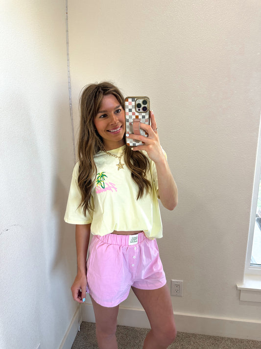Yellow Hawaii Graphic Tee (100% COTTON)