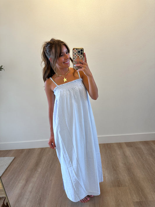 Ivory & Blue Midi Dress