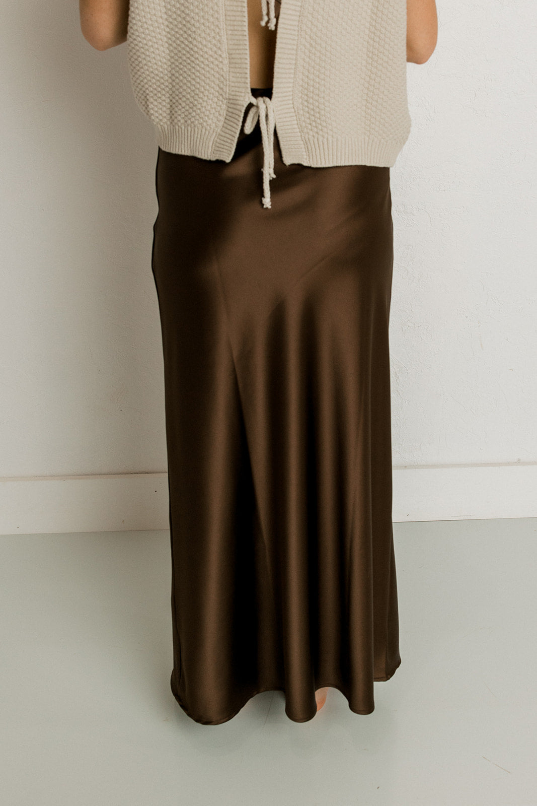 Brown Satin Skirt